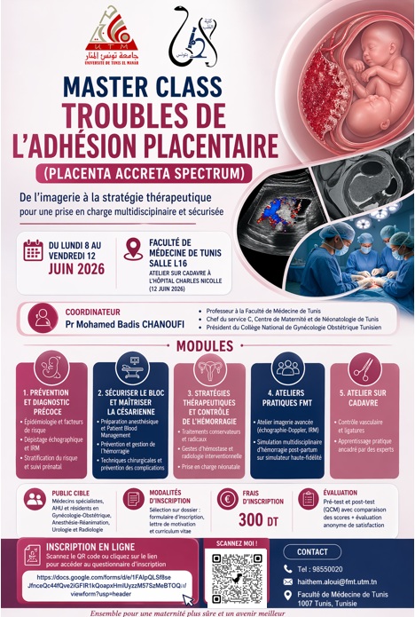 Affiche Masterclass Troubles de l'adhésion placentaire