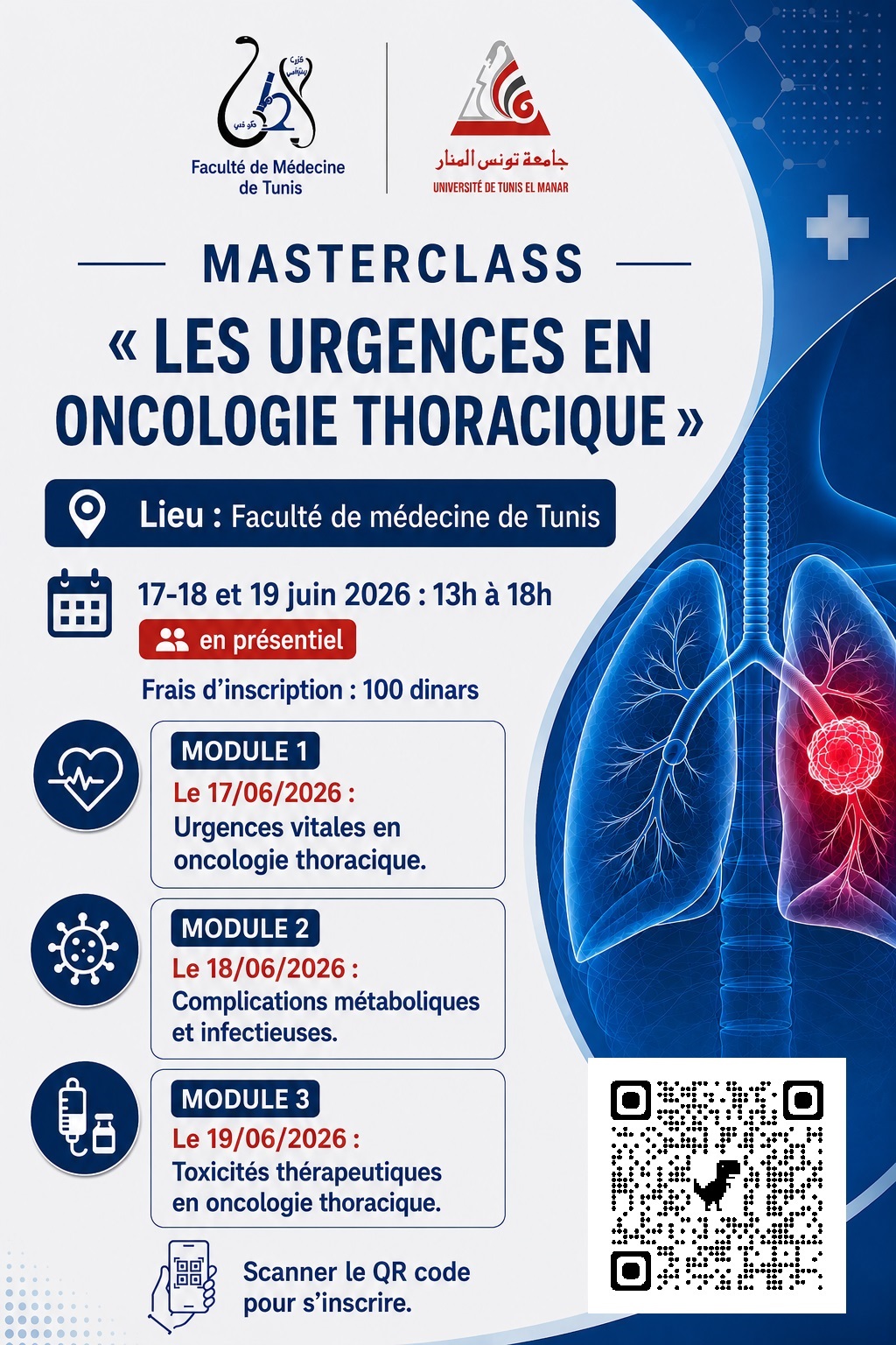 Affiche Masterclass Les urgences en oncologie thoracique